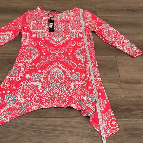 NWT Lily by Firmiana Long Tunic Top, Shark Bite Hem, Paisley, Long - Picture 8 of 14